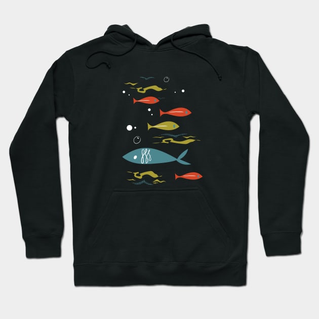 Mid Century Fish (double sided)- by Cathy Clark-Ramirez Hoodie by Cathy Clark-Ramirez